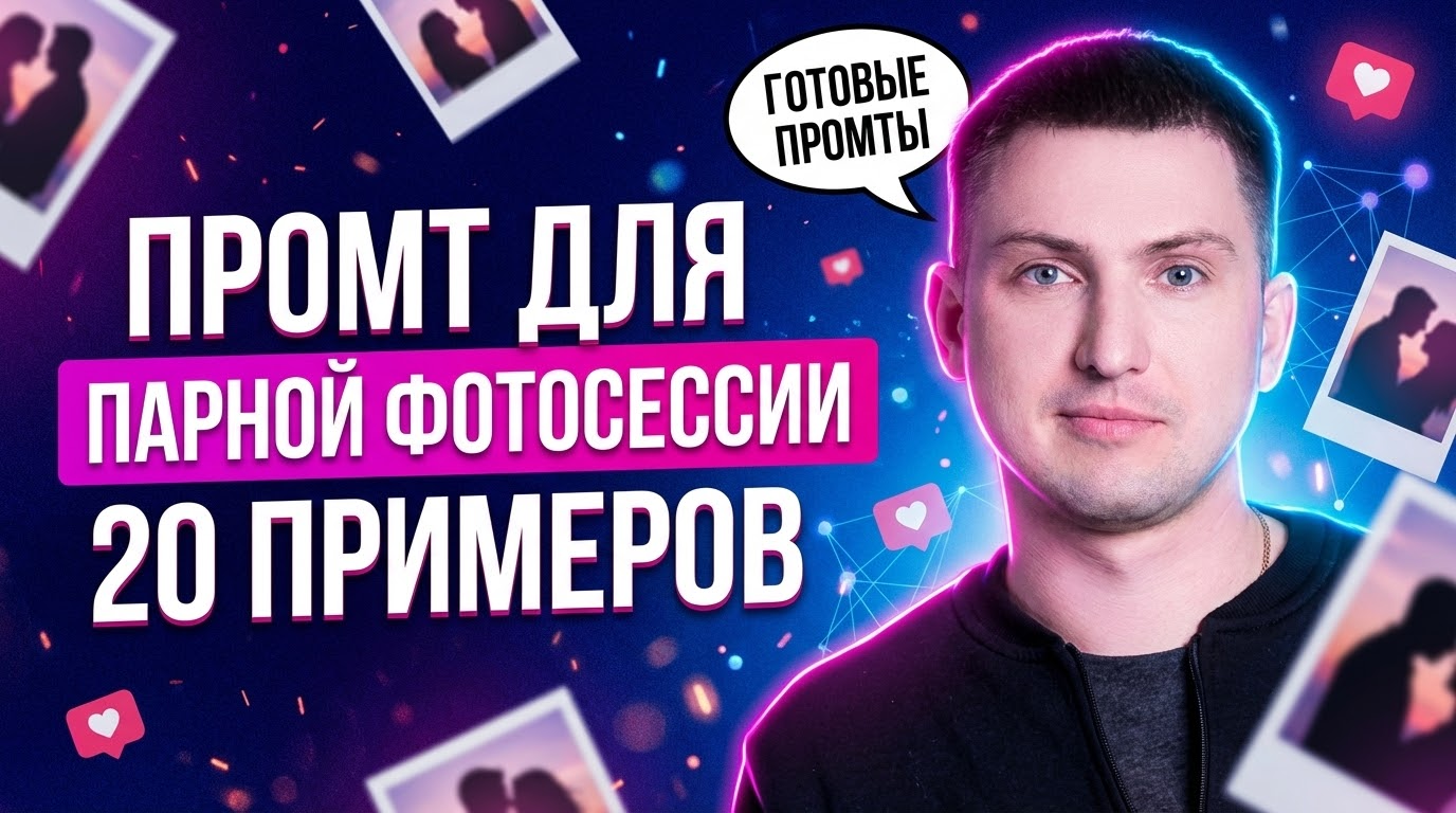 Пример генерации парной фотосессии нейросетью по текстовому запросу
