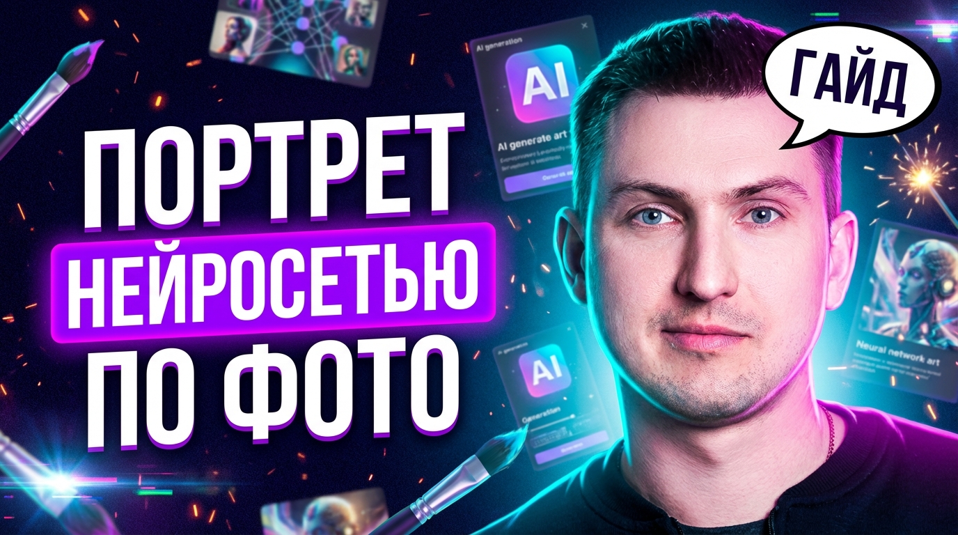 Процесс генерации портрета нейросетью по фотографии на компьютере