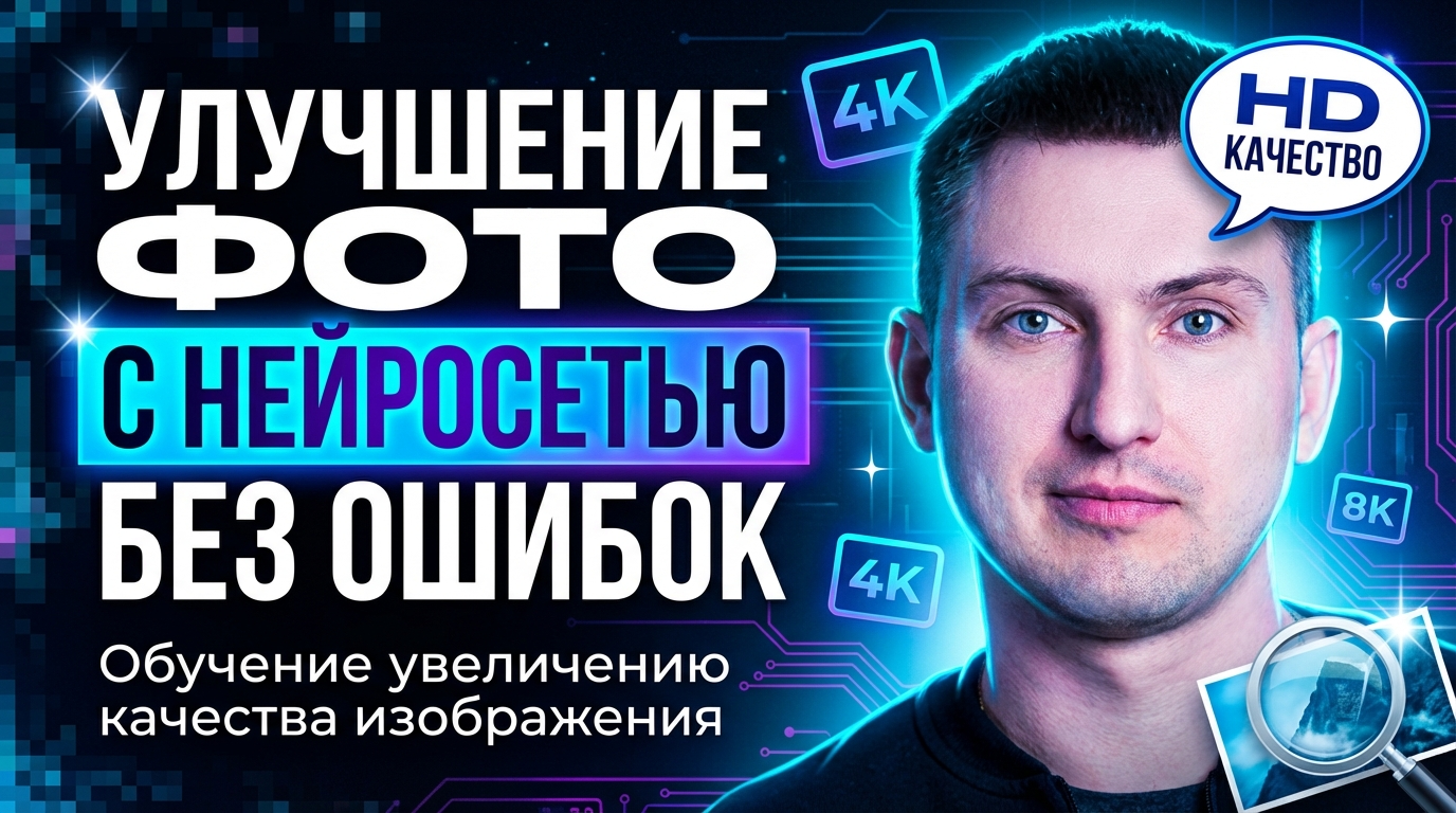 Процесс улучшения качества фотографии с помощью нейросети до и после