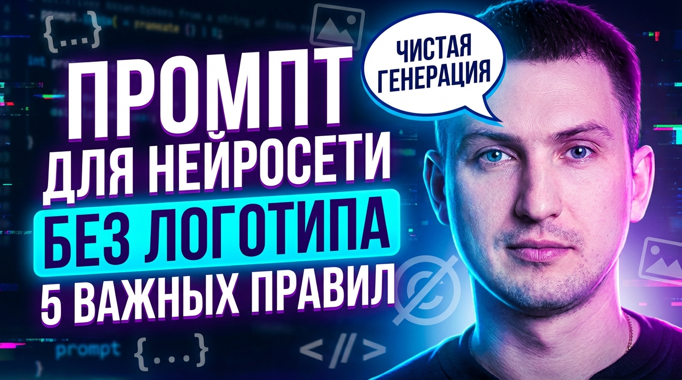 Как написать промт для нейросети чтобы не было логотипа и текста