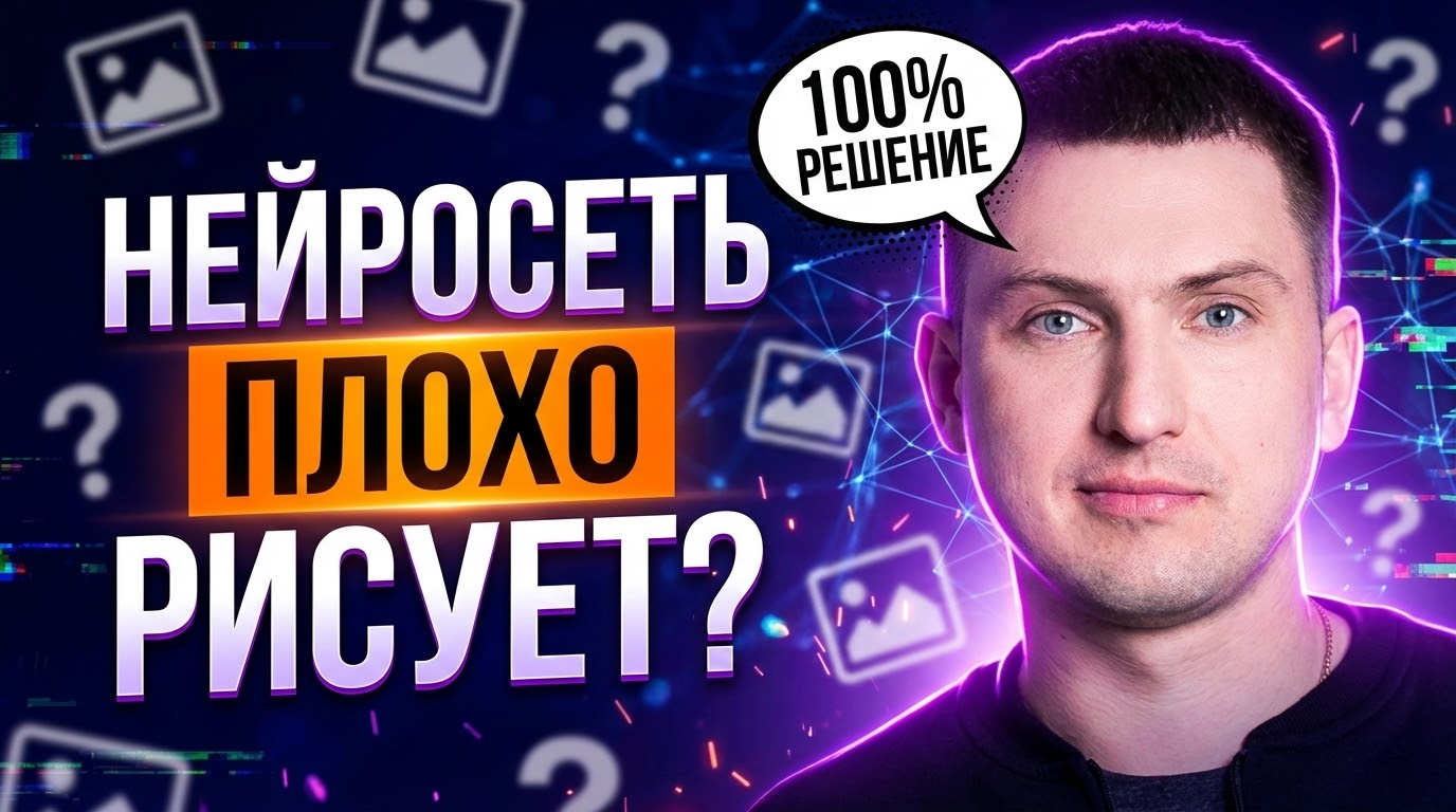 Человек за компьютером настраивает нейросеть для генерации изображений после неудачной попытки
