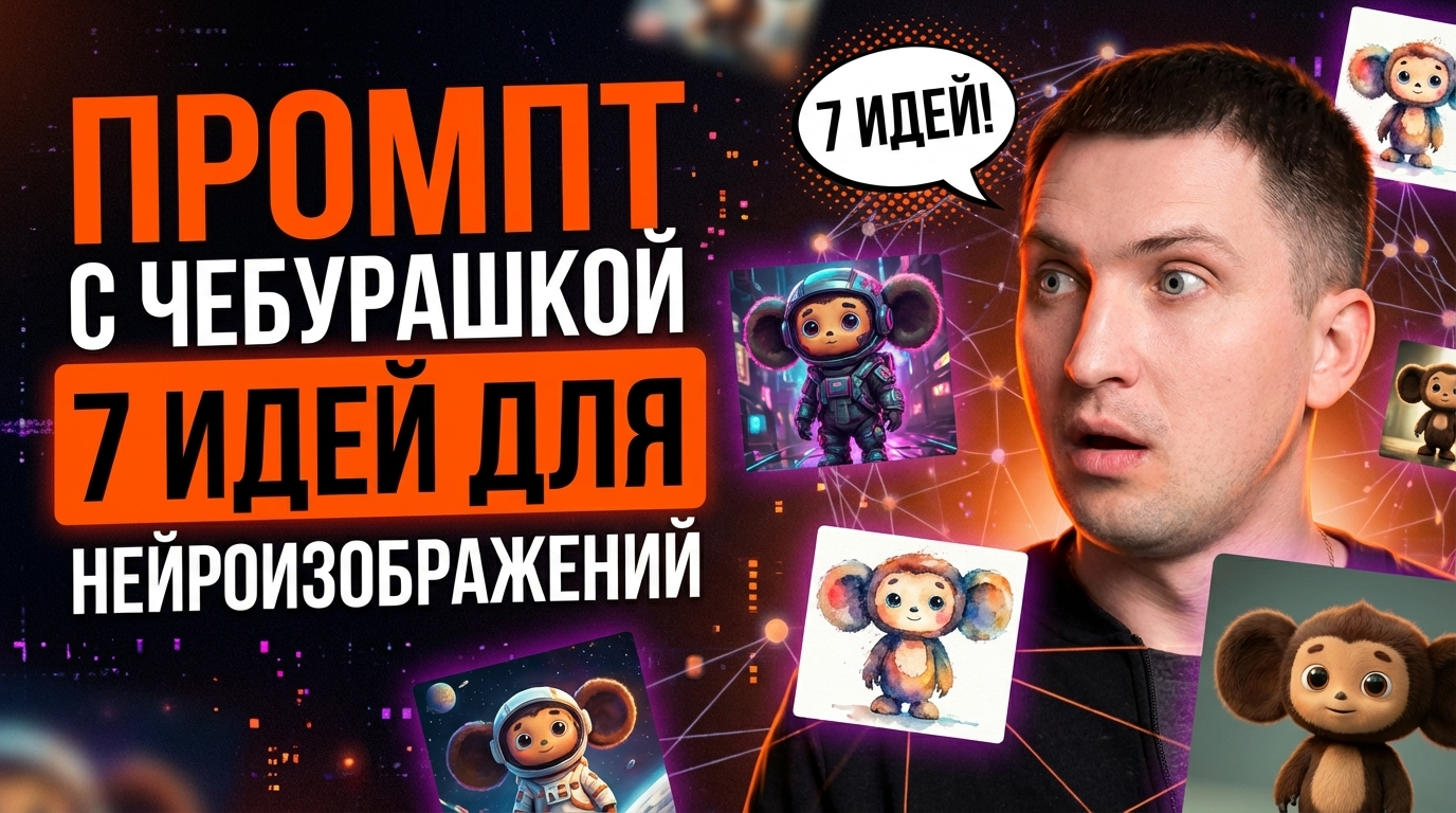 Промт с Чебурашкой: 7 идей для картинок в нейросети