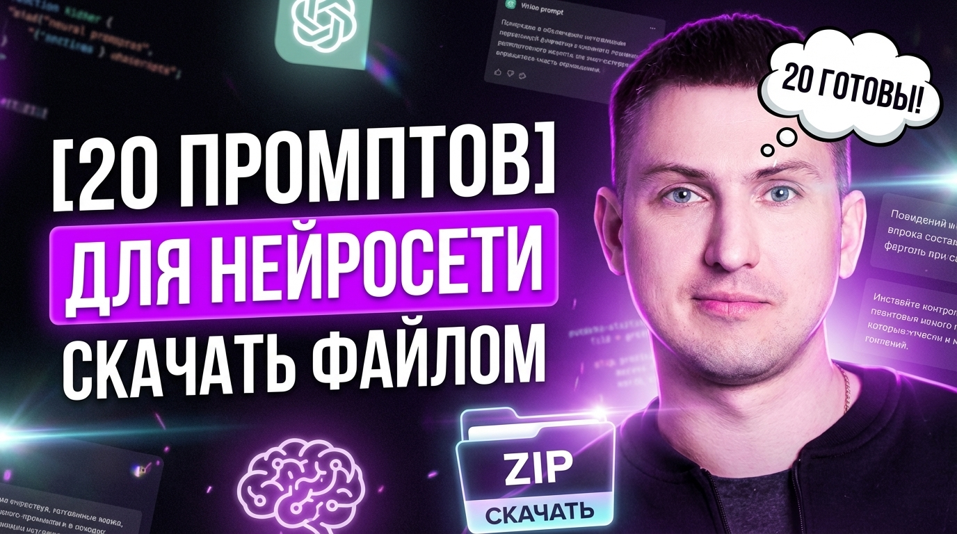 Промты для нейросети: 20 готовых вариантов — скачать одним файлом