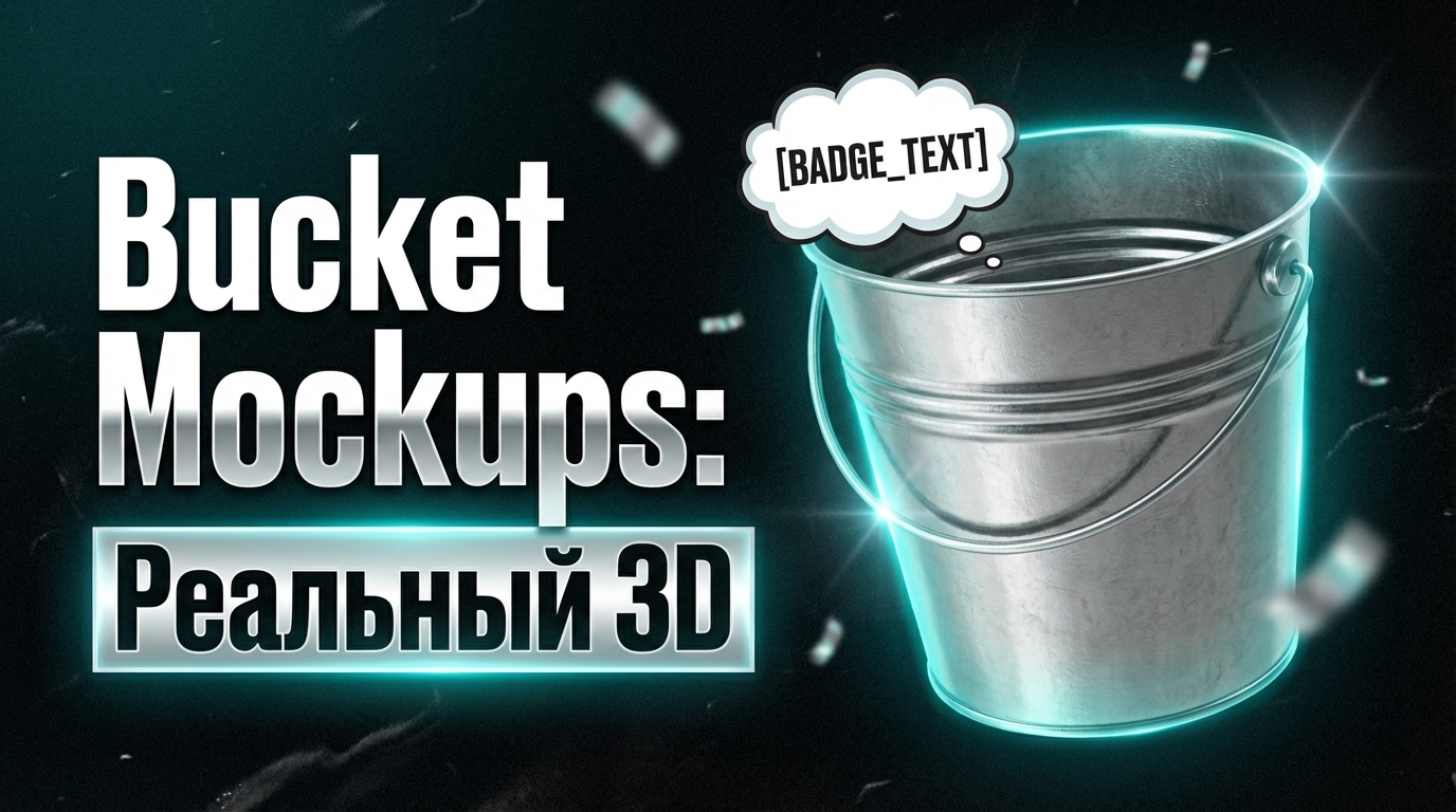 Мокапы ведра: реальный вид металлического ведра в 3D для дизайнеров