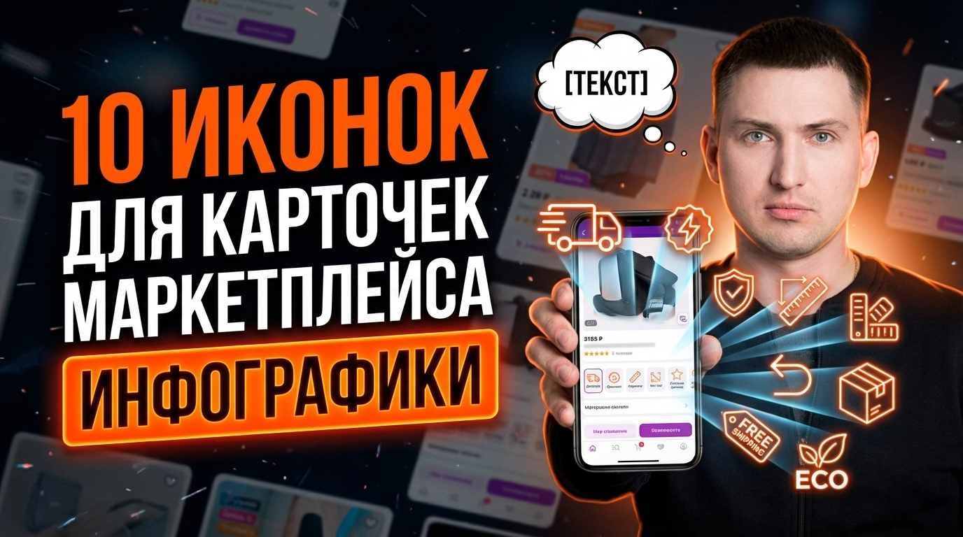 Иконки для инфографики: 10 элементов для карточек маркетплейса