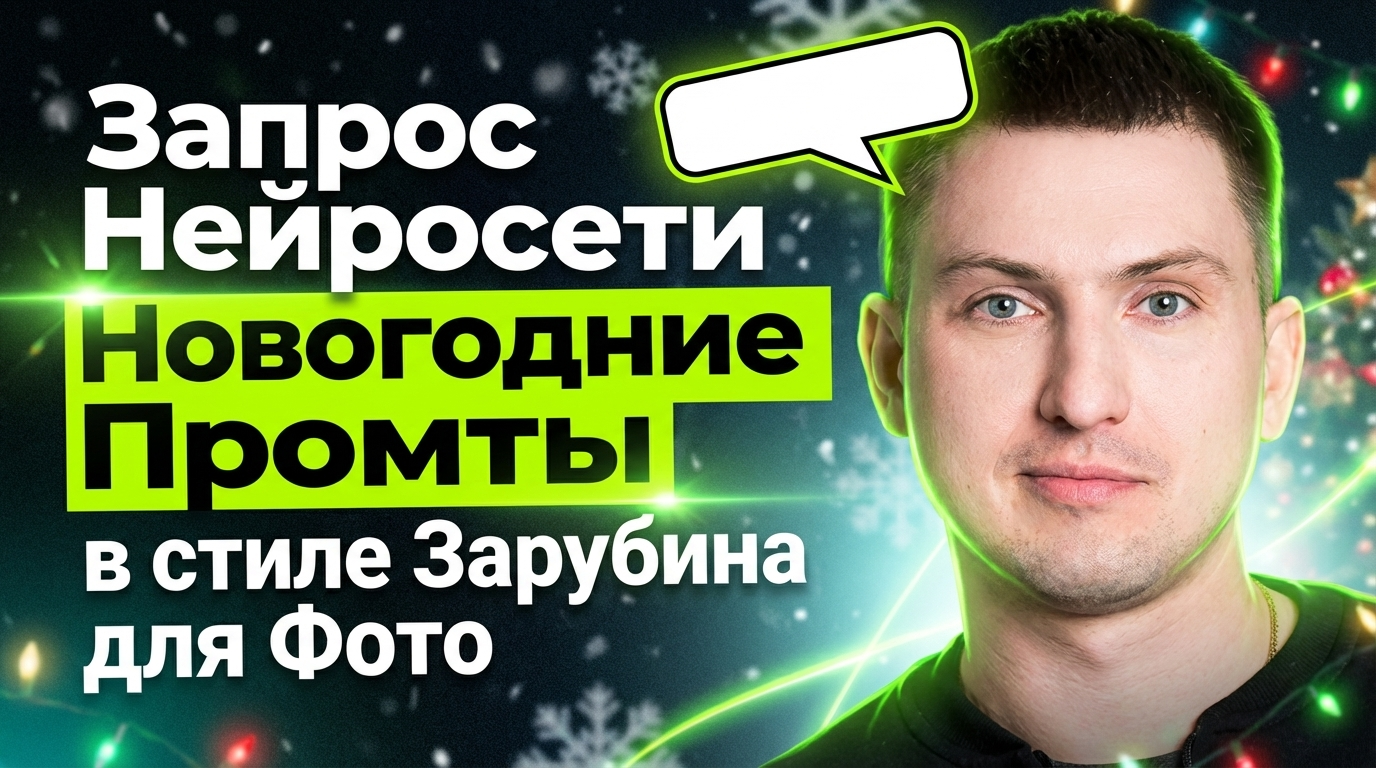 Запрос для нейросети: новогодние промты в стиле Зарубина для фото